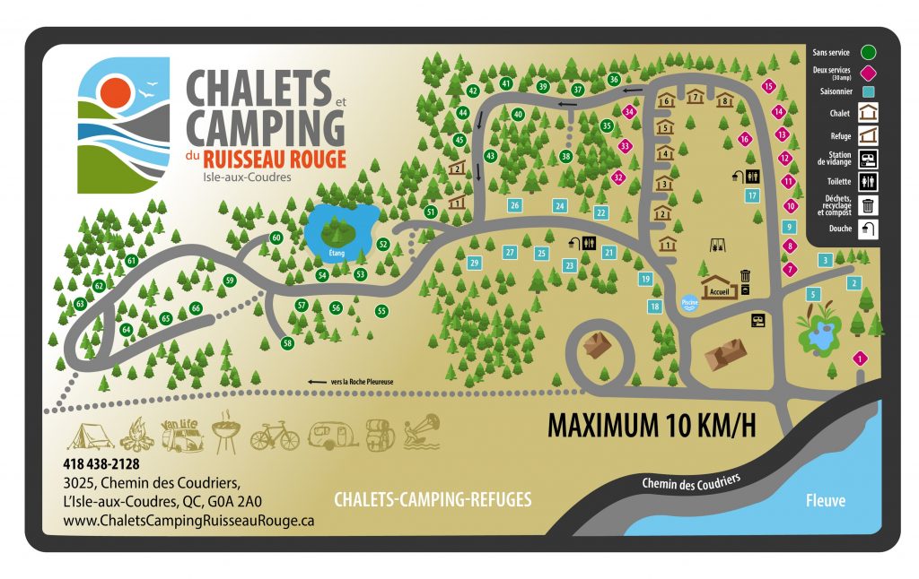 Plan du site Chalets et camping du ruisseau rouge